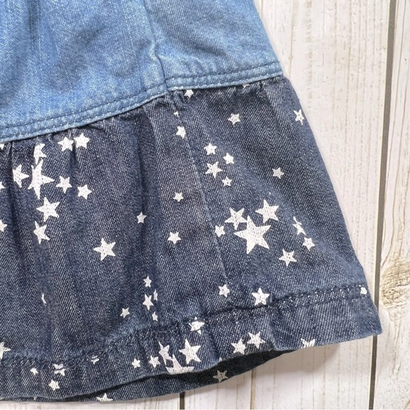 Levi’s | Girl’s Americana Denim Overall Jumper Dress Star Printed Ruffle | 18M - Picture 6 of 9